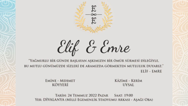 Elif ve Emre düğün töreni