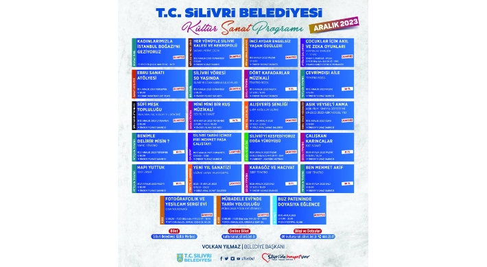ARALIK AYI KÜLTÜR SANAT PROGRAMI BELLİ OLDU