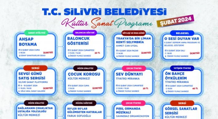 ŞUBAT AYI KÜLTÜR SANAT PROGRAMI BELLİ OLDU